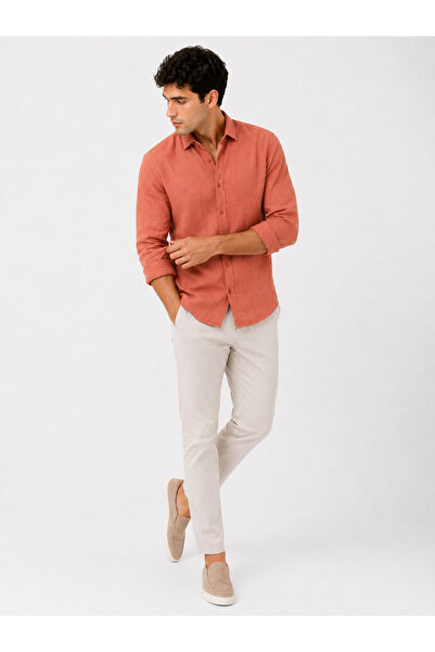 RAFF MAĞAZA Men's Cotton Shirt 60% Cotton 40% Linen Fabric