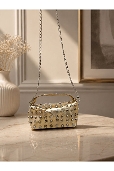 Arenmc store Gold Color Studded Women's Evening Dress Clutch Bag Stylish Even...