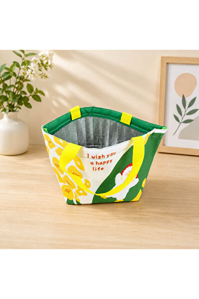 Midi Cartoon and Floral Print Insulated Lunch Bag