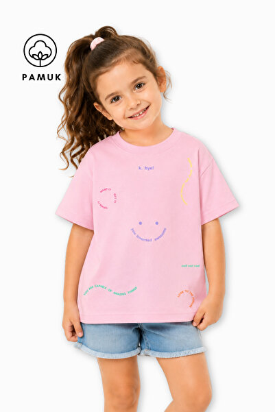 difa kids Tricou de vară pentru fete, cu mânecă scurtă, cu imprimeu slogan