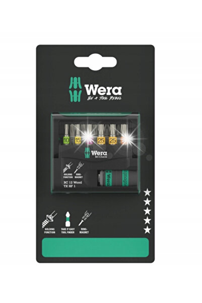 Wera Werk SET DE BITURI BIT-CHECK 12 WOOD TX HF 1 SB, 12CZ 05073641001 WERA