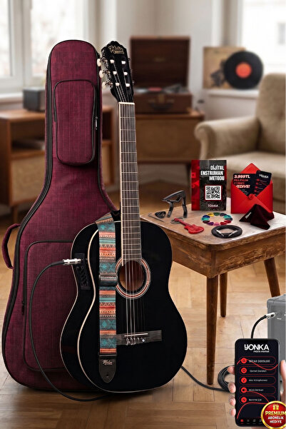 Midex MGX-200BK-EQ Ekolayzerli Profesyonel Elektro Klasik Gitar Seti Siyah 4/...