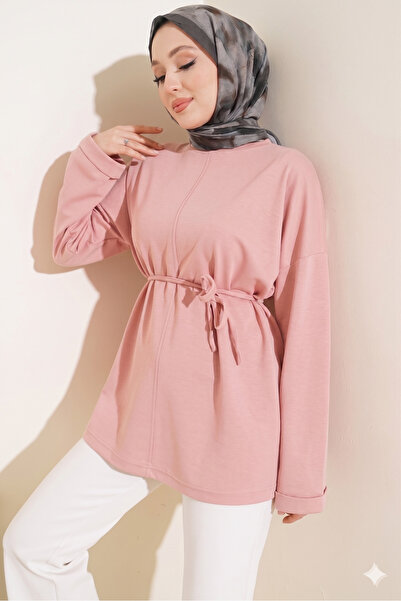 YAZGI MODA Kadın Beli Kuşaklı Rahat Kesim Tunik