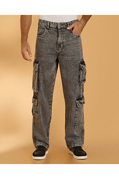 REDTAG Men Grey Cargo Jeans