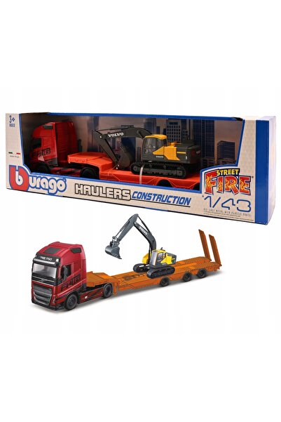 Bburago Junior VOLVO FH16 CAMION DE PĂTRULARE EXCAVATOR CU LANȚ VOLVO EC220E ...