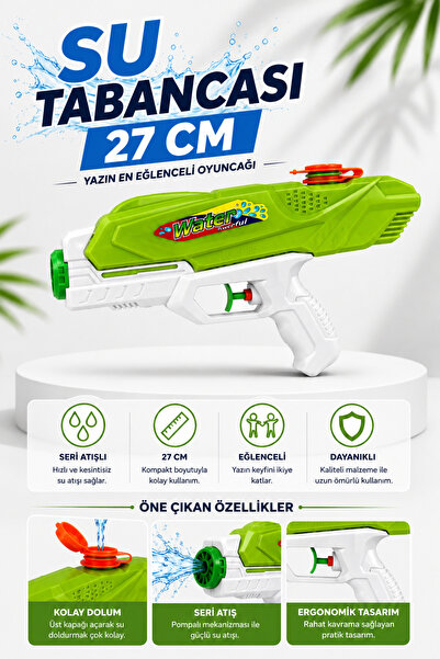 NeoThings 27 CM Oyuncak Su Tabancası Seri Atışlı Geniş Su Hazneli Arkası Açıl...