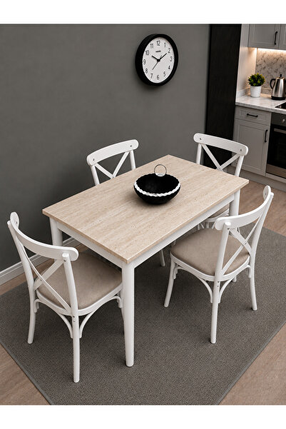 VOGUE TASARIM VE AKSESUAR 70x110 4 Sandalyeli Mutfak Masası Takımı | Modern Y...