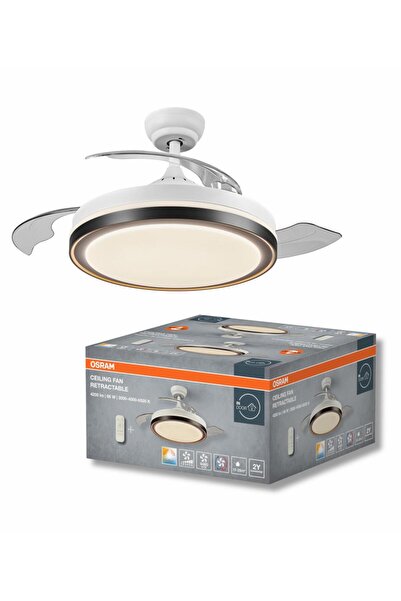 Osram Ventilator de tavan retractabil cu LED și telecomandă, 66W, 4200lm, Alb...