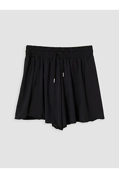 LC Waikiki Black Wide Leg Women's Shorts with Elastic Waist