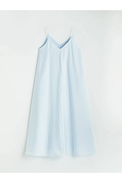 LC Waikiki Blue V-Neck Rope Strap Dress