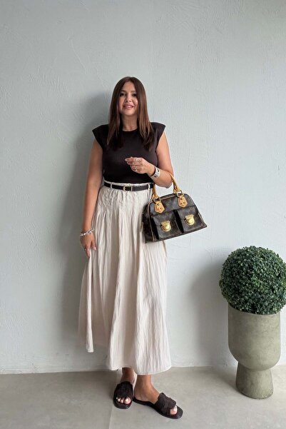 ELVAN TOLON Color Blocked Dress Ecru