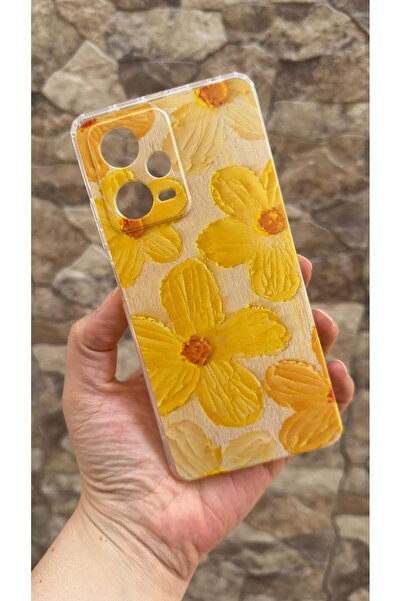 Vip Case Redmi Note 12 Pro 5G Uyumlu Sarı Çiçek Desenli Şeffaf Darbe Emici Ka...
