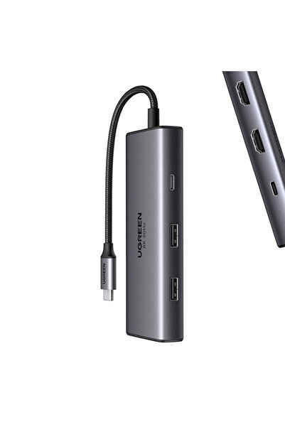 Ugreen CM498 6-in-1 Adapter USB Hub to 2x USB-A 3.0, USB-C 3.0, 2xHDMI, PD
