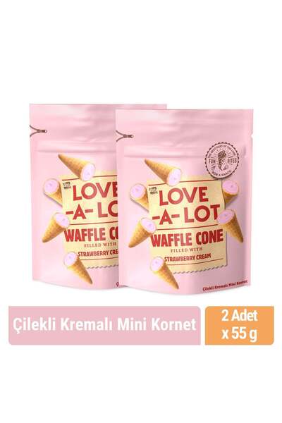LOVE-A-LOT Çilekli Kremalı Mini Kornet 55 gr x 2 Adet