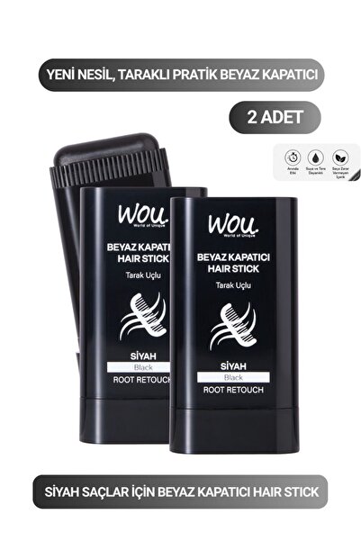 WOU World of Unique 2Li Özel Set Beyaz Kapatıcı Tarak Uçlu Saç Stick/Siyah