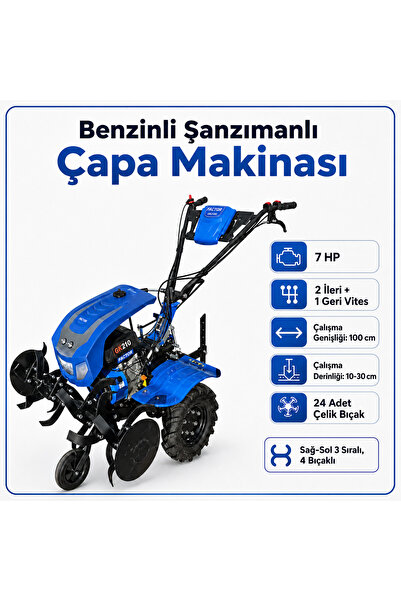 Badem10 Benzinli Çapa Makinası Makinesi 7 HP Şanzımanlı 2+1 Vites 100 cm Çalı...