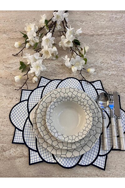 HARD RUBY Rose Embroidered American Service Set of 6 Supla