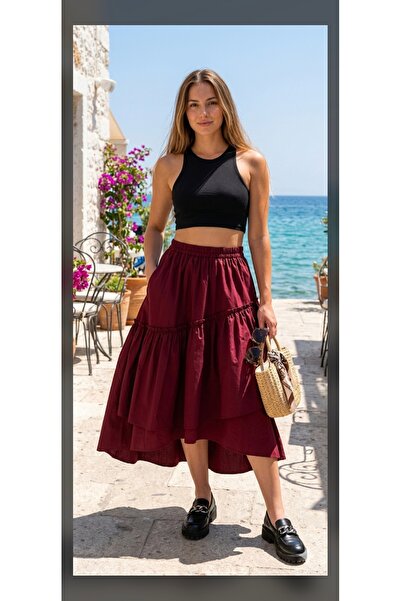 Azda Skirt, Skirt with Elasticated Waist and Cuffs