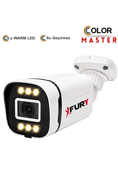 FURY 5MP Lens 1080P 6 Warm LED Renkli Gece Görüşlü IP66 Dış Mekan Geniş Açılı Güvenlik Kamerası