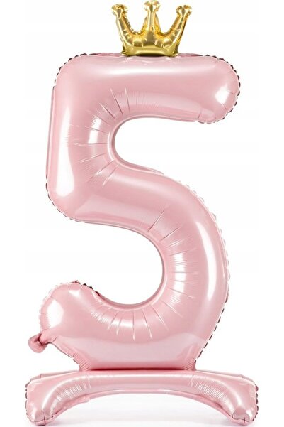 Partydeco Balon folie, numarul 5, Roz deschis, 84cm