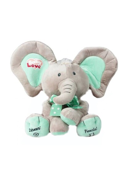 MADEJ Jucărie interactivă Elefant A Kuku bej și mentă 24 cm