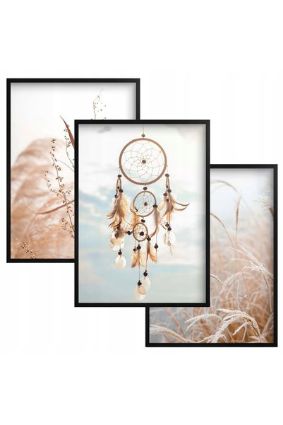 Naklejkomania Set de tablouri Sus-Jos, 3 piese, cu ramă, stil Boho, 30x40cm