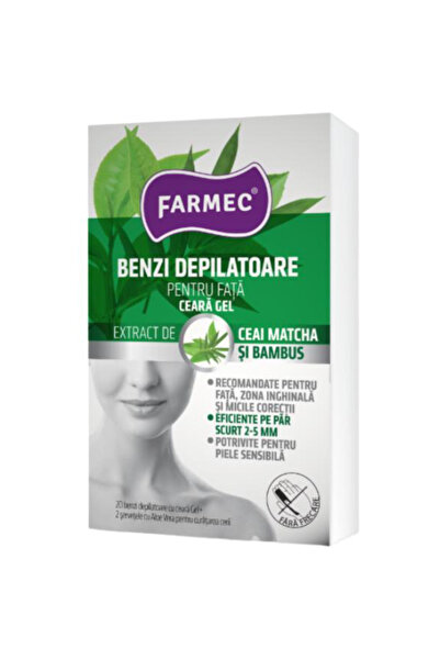 Farmec Benzi Depilatoare cu Ceara-Gel pentru Fata - Farmec, 20 buc