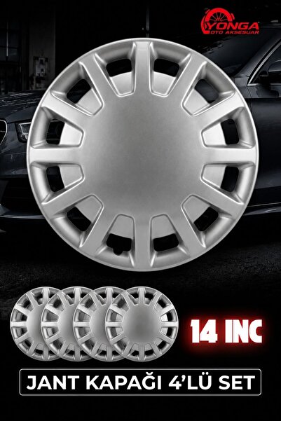 YONGA OTO AKSESUAR FORD TRANSİT T12 14 İnç Jant Kapağı 4'lü Set Gümüş + 4 Amb...