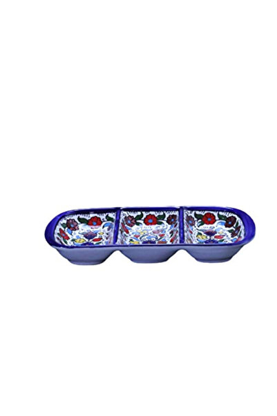AL SHERESH FOOD Hebron Arts Ceramic Serving Divided Three-piece Plate (2.5 x ...