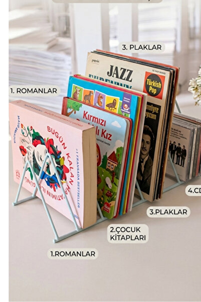 bereka Kitap Rafı-Metal Kitap Desteği - Kitaplık- Ev Ve Ofis Dekoratif Aksesuar