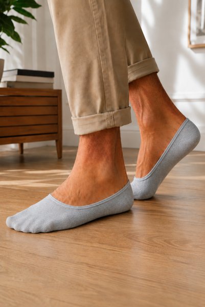 Ollero 3 Pairs of Seamless Silicone Men's Combed Cotton Ballerina Socks