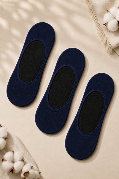 Ollero 3 Pairs of Seamless Silicone Men's Combed Cotton Ballerina Socks