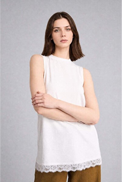 DeFacto Slim Fit Crew Neck Sleeveless Beige Tunic H3097Ax26Sm