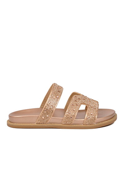 AYAKMOD Gold Stone Embellished Lightweight Women's Slippers 4045 Z
