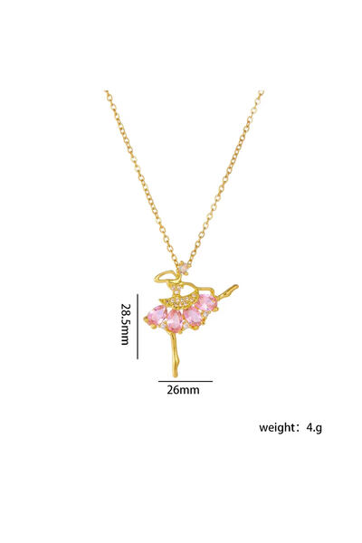 Black Season Ballet Girl Pendant Zircon Gold Plated