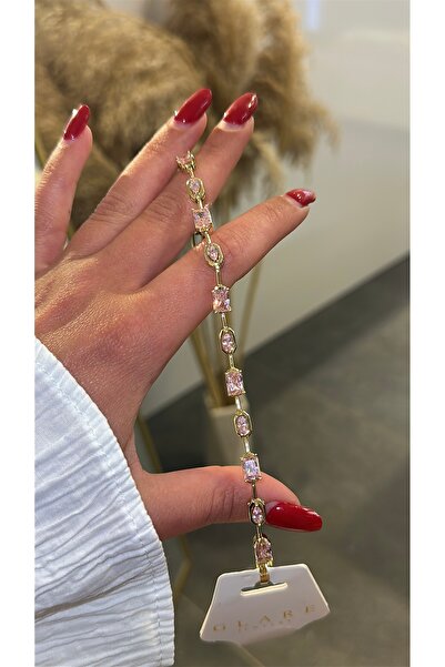 GLARE JEWELRY CO Xuping Brand Pink Zircon Stone Stainless Steel Bracelet