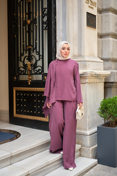 LOCCO Women's Side Buckle Brooch Detail Suit Plum