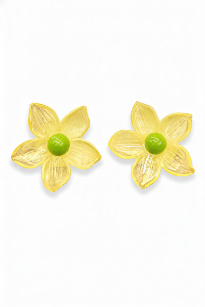 Jack Ferrero Summer Chic Yellow Floral Design Bijouterie Earrings with Green ...