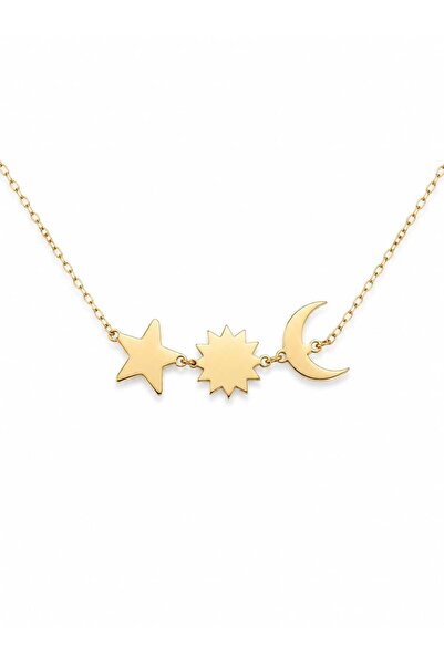 Aur 585 Lănțișor damă din aur galben 14k, model stea, soare și lună, 45 cm, 1...
