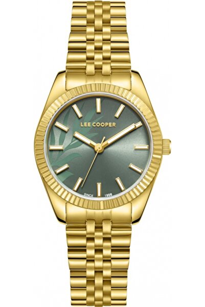 Lee Cooper Ceas de damă LC08102.270 — verde, la modă, cu flori pe cadran.