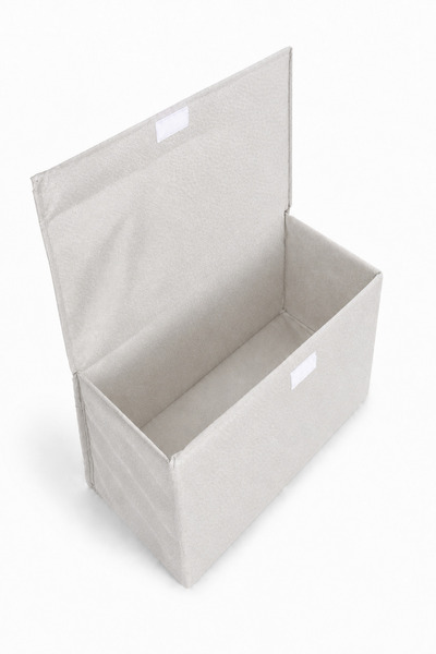 Emma Oliwia White Covered Closet Organizer, Foldable Clothing Storage Box, Shelf Organizer Large 40X20X20Cm