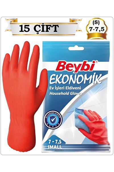 Beybi EKONOMİK EV İŞLERİ BULAŞIK TEMİZLİK ELDİVENİ 7-7,5 (S BEDEN-SMALL) (15 ...