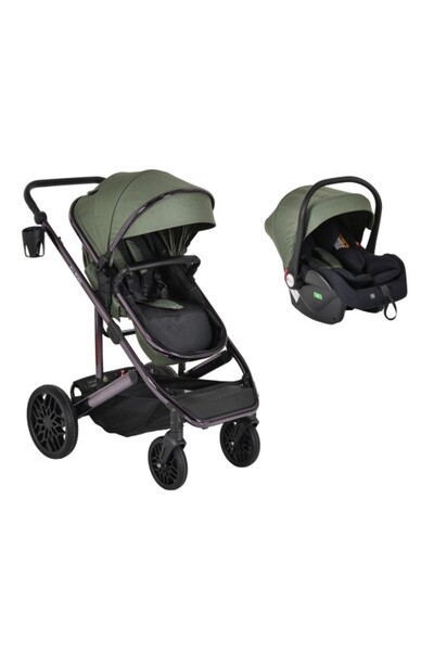 Moni Cărucior Transformabil All Road 2 în 1 Green, Scaun Auto i-Size, 22 kg, ...