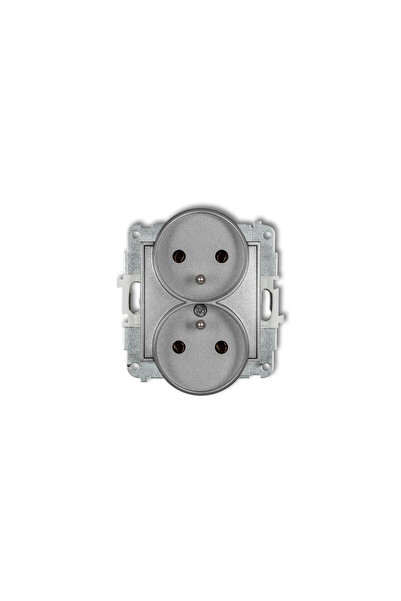 KARLIK Priză dublă Midget MINI cu/u argintiu metalic 7MgPR-2z