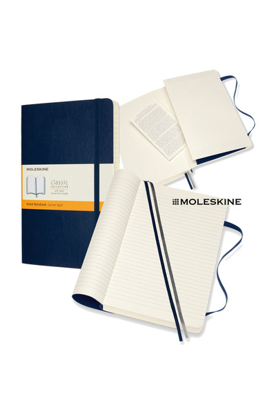 Moleskine Caiet Classic L (13x21 cm) în linii, broșat, albastru safir, 400 de...