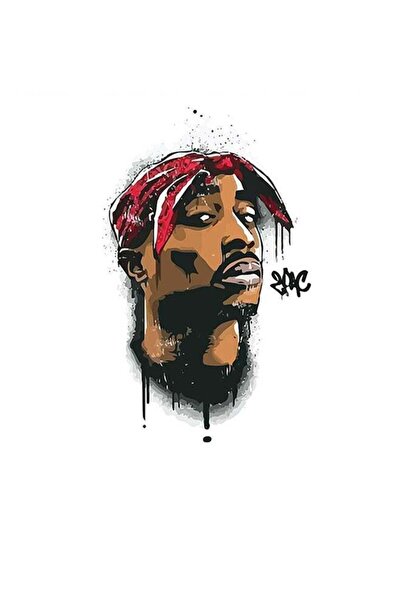 Atiq 2PAC Themed Wall Decor White/Black/Red 30x30cm