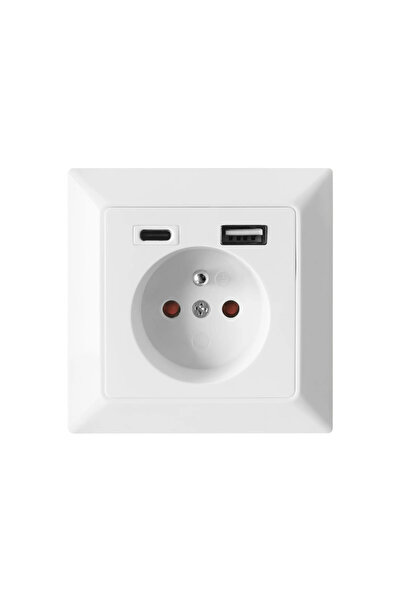 Orno Priză unică 2P+Z, USB-A + USB-C, ieșire 5VDC, max 2.8A