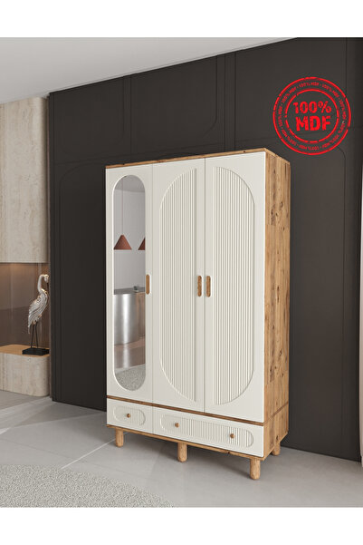 Teen & Bright %100 MDF Soho 3 Kapaklı Çekmeceli Modüler Gardırop - Aytaşı