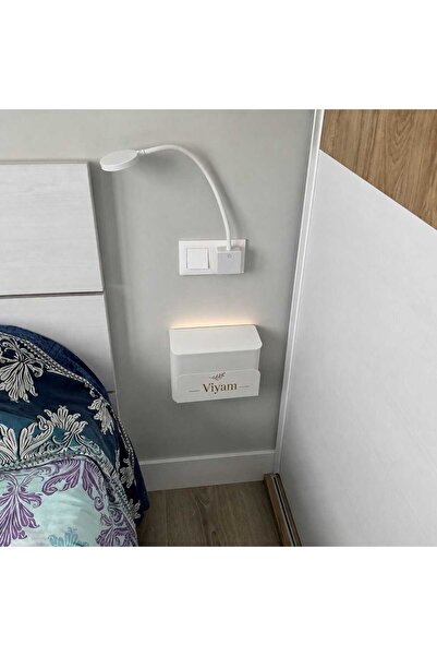 VİYAM Kitaplıklı Yüzen Gece Sehpası, Modern Yüzen Komodin, Minimalist Kitaplı...