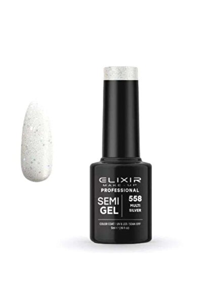 Elixir Επαγγελματικό Ημιμόνιμο Βερνίκι Νυχιών Τζελ 558 Πολύχρωμο Ασημί Διαφαν...